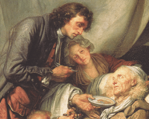 Enlarged fragment of the painting Paralytic - Jean-Baptiste Greuze